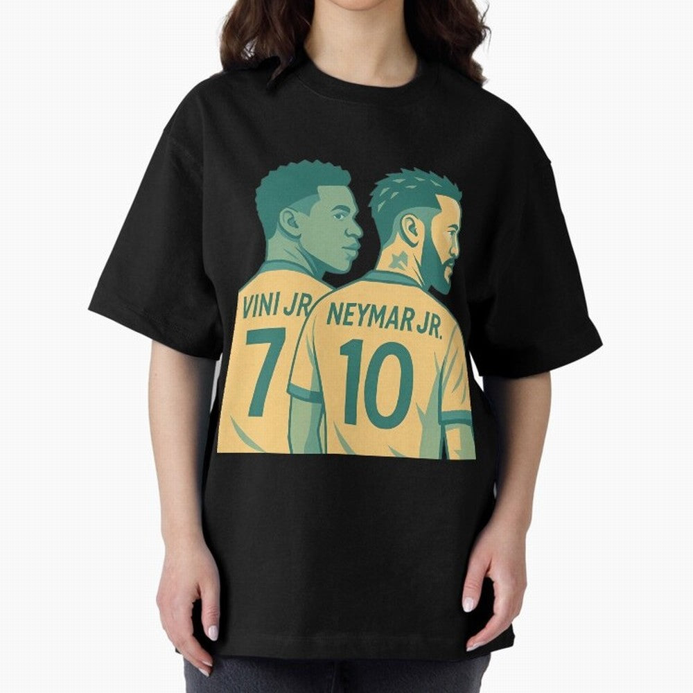 Vini Jr and Neymar Jr side-by-side Classic T-Shirt Relive Legendary Nights from Global Football Passion for FIFA World Cup 2026 USA Canada Mexico, Connected to Mbappe and Neymar, Brazil, Stadium Memories, Football Loyalty, International Chants and