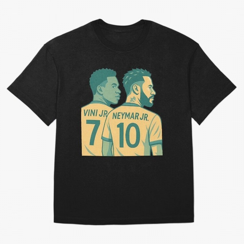 Vini Jr and Neymar Jr side-by-side Classic T-Shirt Relive Legendary Nights from Global Football Passion for FIFA World Cup 2026 USA Canada Mexico, Connected to Mbappe and Neymar, Brazil, Stadium Memories, Football Loyalty, International Chants and