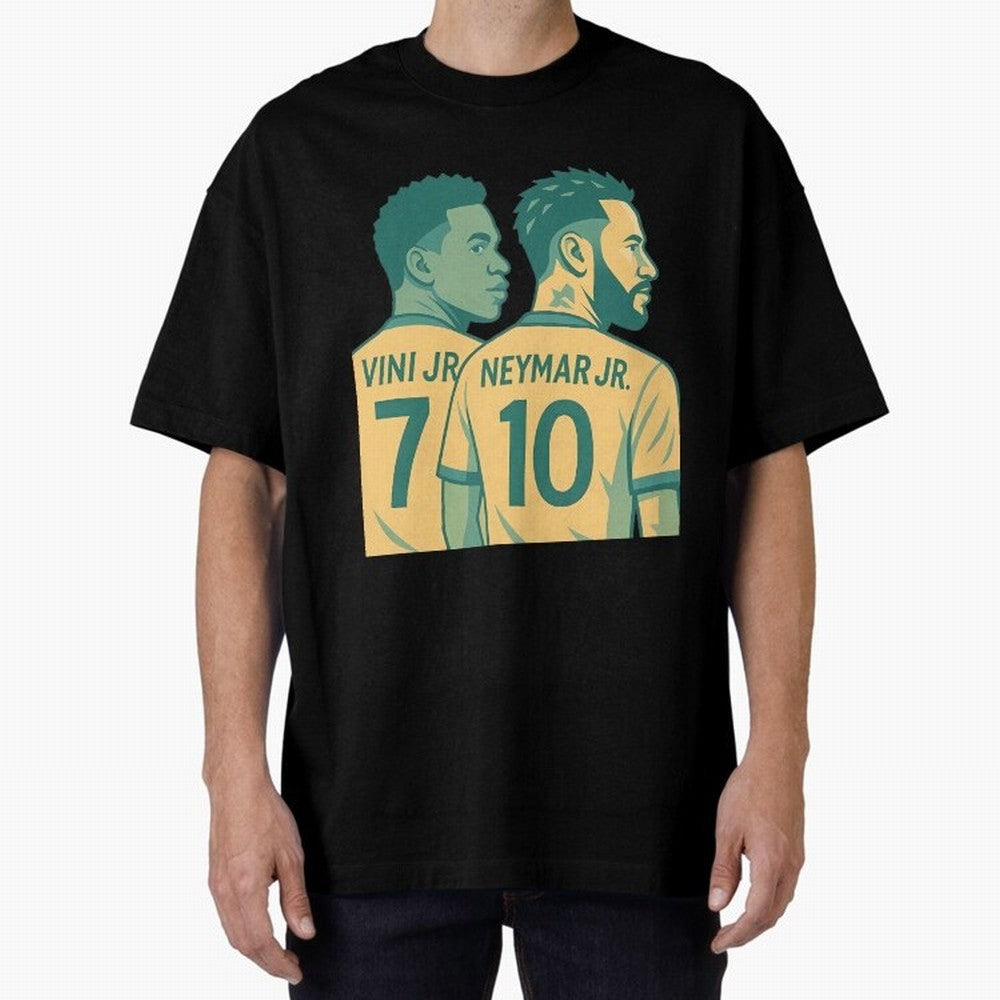 Vini Jr and Neymar Jr side-by-side Classic T-Shirt Relive Legendary Nights from Global Football Passion for FIFA World Cup 2026 USA Canada Mexico, Connected to Mbappe and Neymar, Brazil, Stadium Memories, Football Loyalty, International Chants and