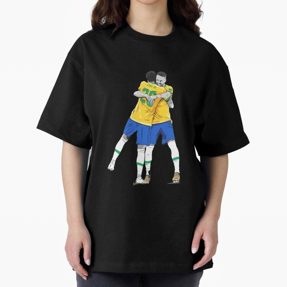 BRAZIL Neymar Jr and Vini Jr World Cup Celebration Oversized T-Shirt Represent the Passion of Global Football Passion for FIFA World Cup 2026 USA Canada Mexico, Inspired by Messi, Neymar and Mbappe, England and Germany, Championship Spirit, Famous
