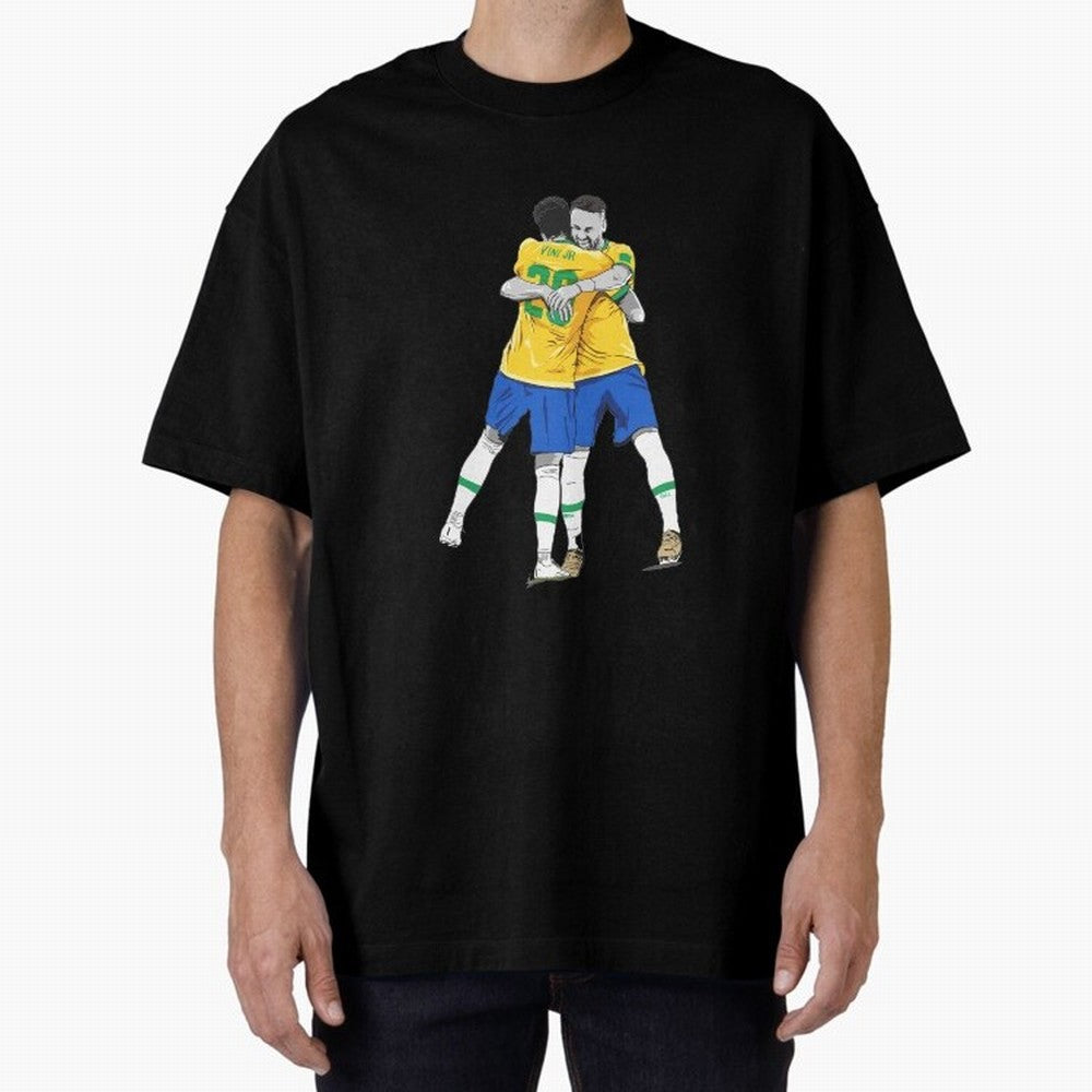 BRAZIL Neymar Jr and Vini Jr World Cup Celebration Oversized T-Shirt Represent the Passion of Global Football Passion for FIFA World Cup 2026 USA Canada Mexico, Inspired by Messi, Neymar and Mbappe, England and Germany, Championship Spirit, Famous