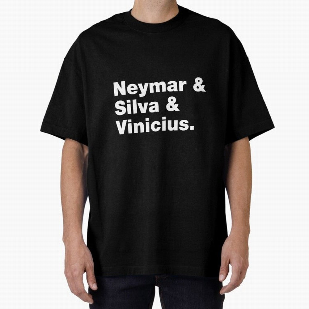 Neymar + Silva + Vinicius - Brazil Brazilian World Cup Squad Team Players Football Soccer Qatar WC 22 Oversized T-Shirt Celebrate Football Dreams Across FIFA World Cup 2026 USA Canada Mexico Driven by Messi, England Energy, Game Day Rituals,