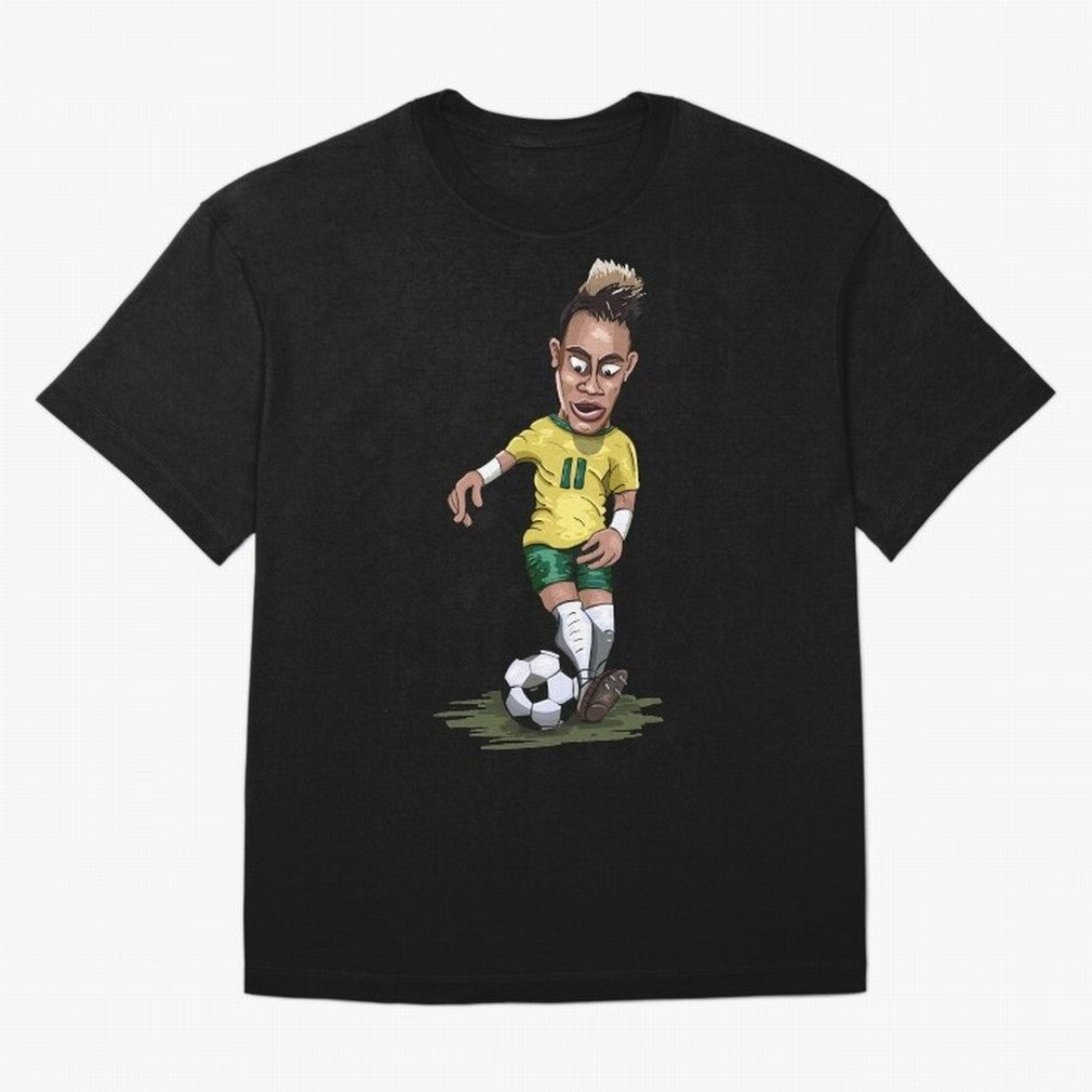 Mascot Cartoon Neymar Football Player Brazil Classic T-Shirt Celebrate FIFA World Cup 2026 for Fans of Messi and England and Germany, Bringing Football Festival Excitement, Trophy Ambitions, Country Rivalries and Star Player Buzz; Perfect for