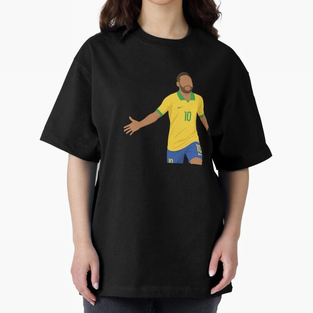 Neymar Jr in Yellow Glory Sticker Oversized T-Shirt Carry the Dream of Global Football Passion for FIFA World Cup 2026, Featuring Messi and Cristiano Ronaldo, England, France and Netherlands, Global Supporter Spirit, Legendary Goals, National