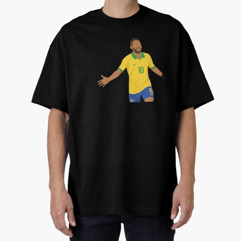 Neymar Jr in Yellow Glory Sticker Oversized T-Shirt Carry the Dream of Global Football Passion for FIFA World Cup 2026, Featuring Messi and Cristiano Ronaldo, England, France and Netherlands, Global Supporter Spirit, Legendary Goals, National