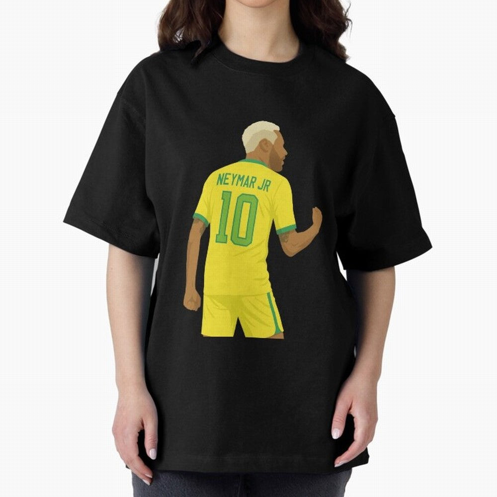 Neymar Jr in Yellow Glory Sticker Oversized T-Shirt Celebrate Global Football Passion for FIFA World Cup 2026 USA Canada Mexico, Filled with Messi and Cristiano Ronaldo, England, France and Netherlands, Match Day Excitement, Supporter Culture,