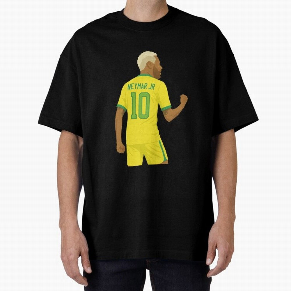 Neymar Jr in Yellow Glory Sticker Oversized T-Shirt Celebrate Global Football Passion for FIFA World Cup 2026 USA Canada Mexico, Filled with Messi and Cristiano Ronaldo, England, France and Netherlands, Match Day Excitement, Supporter Culture,