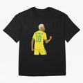 Neymar Jr in Yellow Glory Sticker Oversized T-Shirt Celebrate Global Football Passion for FIFA World Cup 2026 USA Canada Mexico, Filled with Messi and Cristiano Ronaldo, England, France and Netherlands, Match Day Excitement, Supporter Culture,