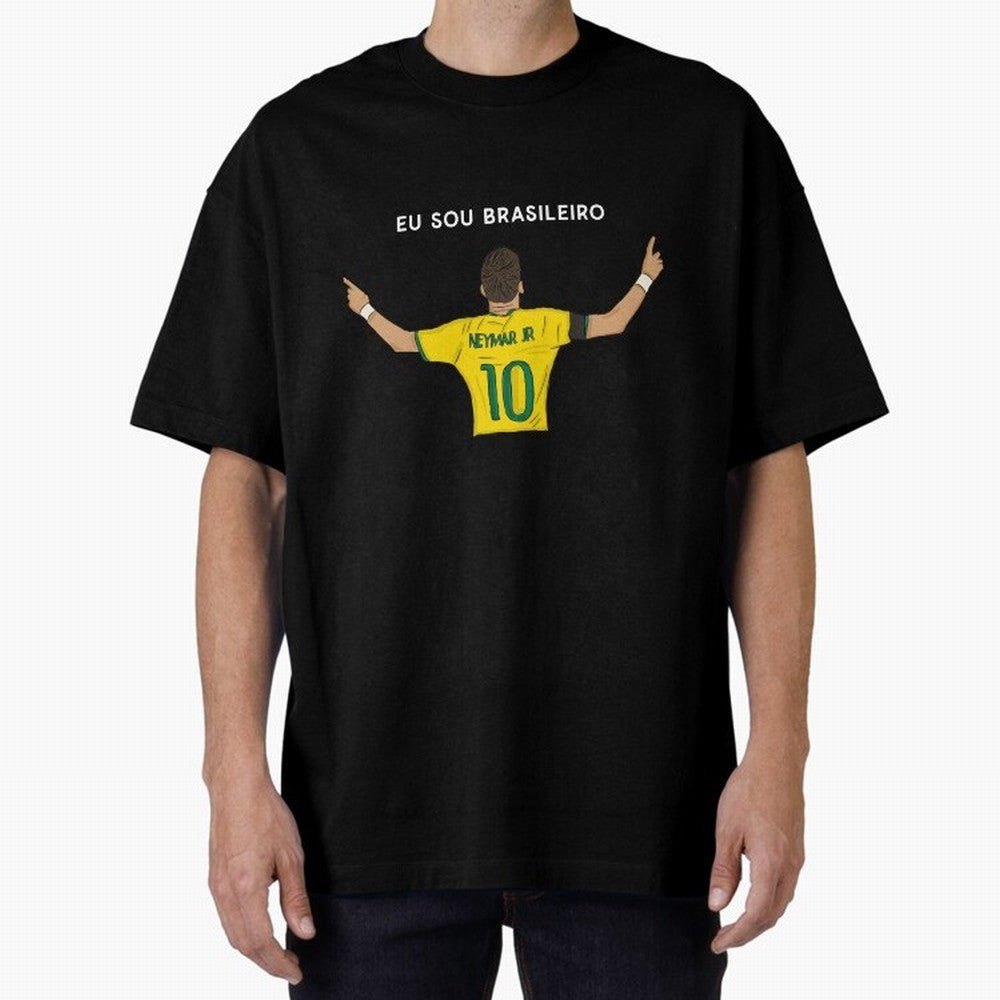 Neymar Jr Brazil Oversized T-Shirt Join the Countdown to the FIFA World Cup 2026 Journey through Mbappe and Neymar Highlights, France and Portugal Pride, Sports Nostalgia, International Competition, Famous Players and Unforgettable Victories;