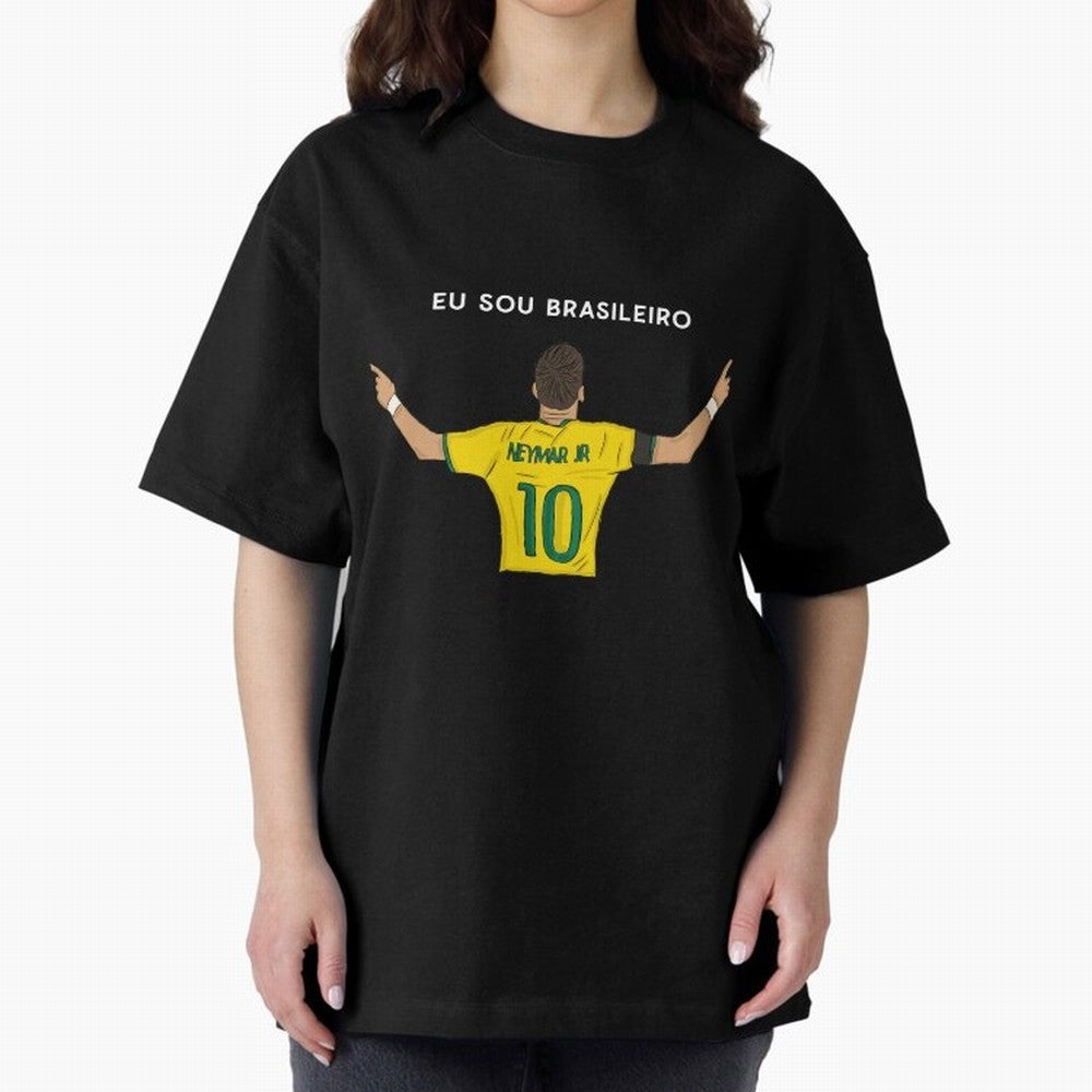 Neymar Jr Brazil Oversized T-Shirt Join the Countdown to the FIFA World Cup 2026 Journey through Mbappe and Neymar Highlights, France and Portugal Pride, Sports Nostalgia, International Competition, Famous Players and Unforgettable Victories;