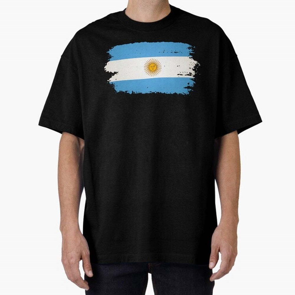 ARGENTINIAN FLAG PRINT Oversized T-Shirt Relive the Noise and Pride of FIFA World Cup 2026 Inspired by Messi, CR7 and Mbappe, Argentina and Brazil Energy, Classic Soccer Heritage, Championship Pressure, Fan Loyalty and International Pride; Perfect
