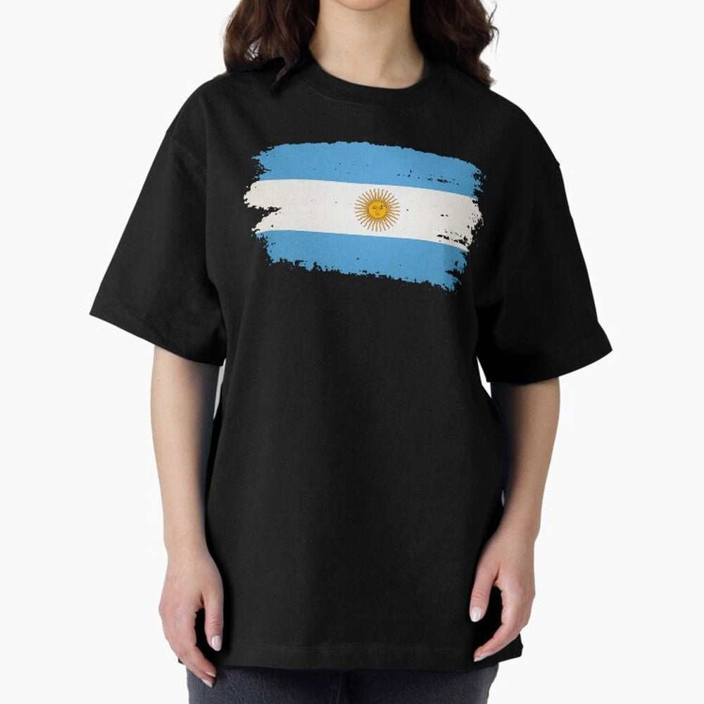 ARGENTINIAN FLAG PRINT Oversized T-Shirt Relive the Noise and Pride of FIFA World Cup 2026 Inspired by Messi, CR7 and Mbappe, Argentina and Brazil Energy, Classic Soccer Heritage, Championship Pressure, Fan Loyalty and International Pride; Perfect