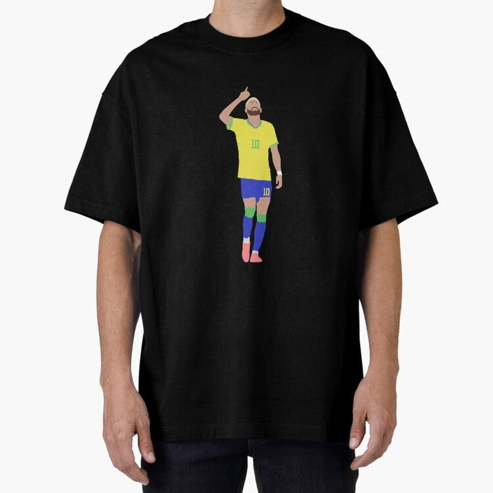 Neymar Brazil Football Captain Oversized T-Shirt Celebrate Rivalries and Pride in Match Day Hype around FIFA World Cup 2026 Group Stage, Messi, Netherlands, Vintage Soccer Flavor, Modern Football Stars, National Flags and Final Night Emotion;