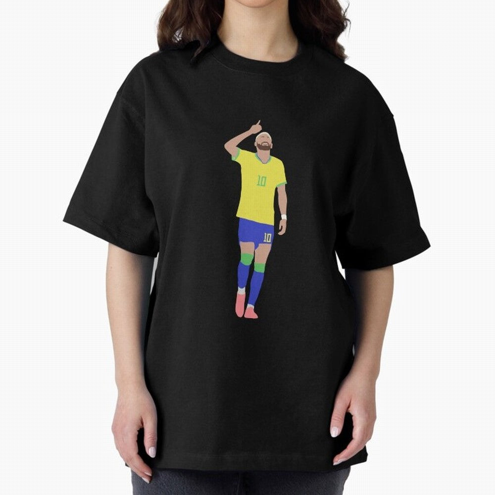 Neymar Brazil Football Captain Oversized T-Shirt Celebrate Rivalries and Pride in Match Day Hype around FIFA World Cup 2026 Group Stage, Messi, Netherlands, Vintage Soccer Flavor, Modern Football Stars, National Flags and Final Night Emotion;