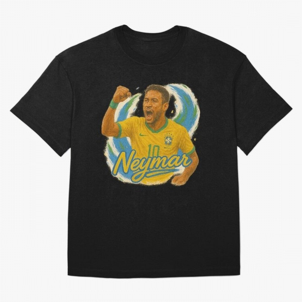 Neymar Brazil Art ¨C Dynamic Football Superstar Tribute Design	 Oversized T-Shirt Celebrate the Biggest Stage of the FIFA World Cup 2026 Journey through Mbappe and Neymar Highlights, Germany Pride, Goal Celebration Energy, Supporter Heritage,