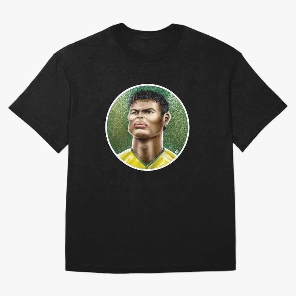 Footballicature : Thiago Silva Classic T-Shirt Honor Football Greatness during Global Football Passion for FIFA World Cup 2026 Group Stage, Highlighting Neymar, Portugal, Spain and Germany, Football Festival Excitement, Trophy Ambitions, Country