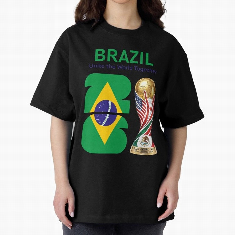World Cup 2026, IMG 018, BRAZIL 002 Oversized T-Shirt Feel International Energy from the FIFA World Cup 2026 USA Canada Mexico Journey through Cristiano Ronaldo Highlights, Portugal, Spain and Germany Pride, Match Day Excitement, Supporter Culture,