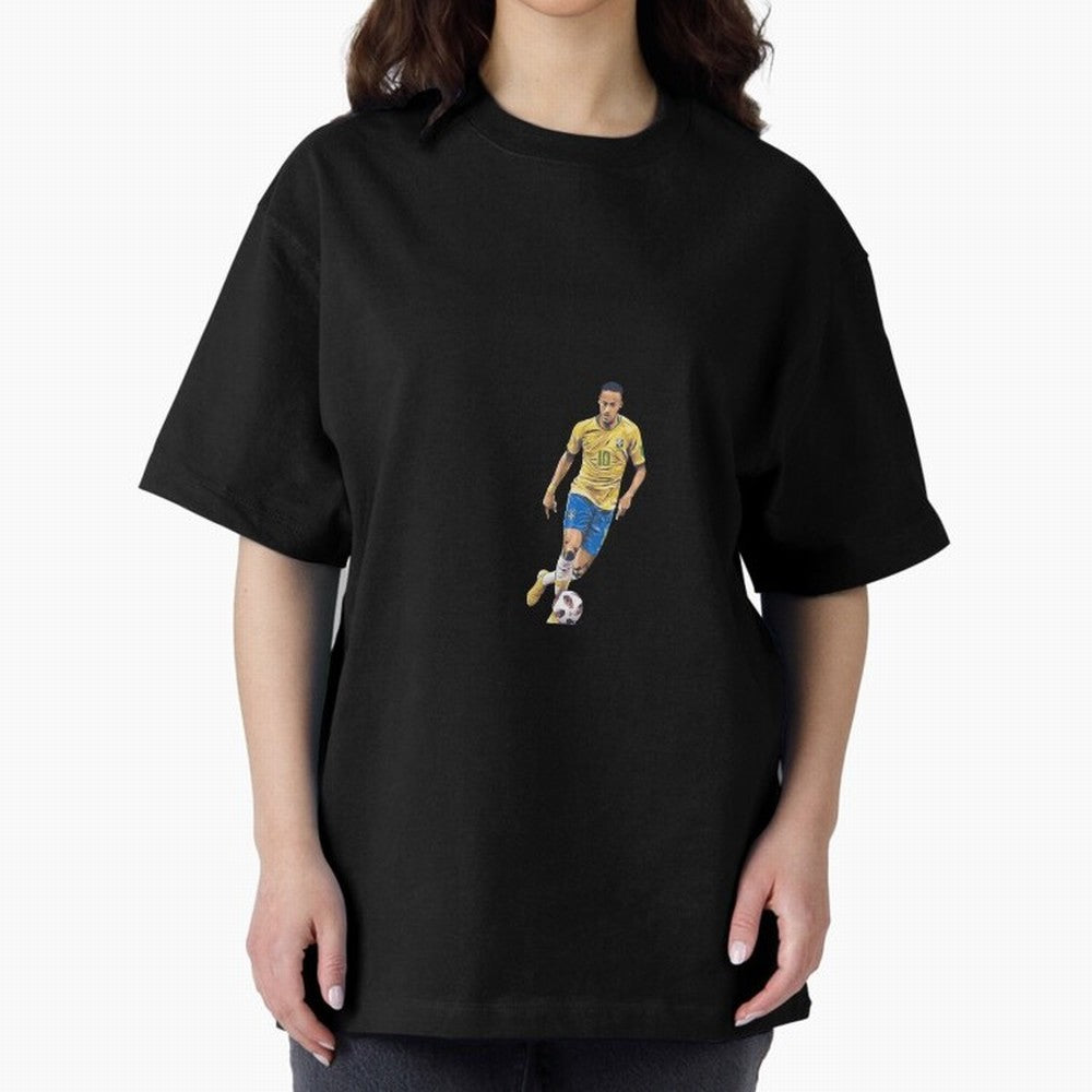 Brazilian Football Player Oversized T-Shirt Show Your Stadium Side during Global Football Passion for FIFA World Cup 2026 Group Stage, Centered on Neymar, Haaland and Cristiano Ronaldo, Netherlands, Supporter Pride, Iconic Celebrations, Legendary