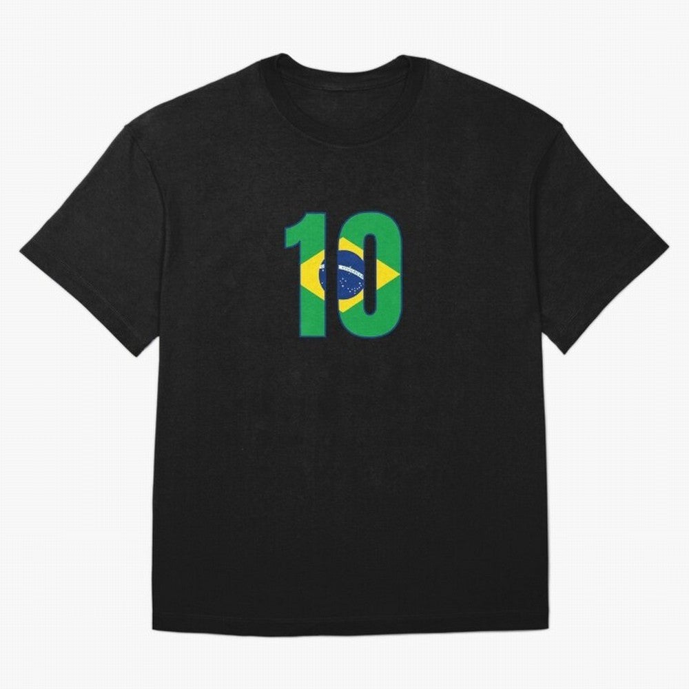 10 - Neymar JR - Brazil Flag Classic T-Shirt Celebrate the Magic of FIFA World Cup 2026 USA Canada Mexico for Fans of Messi, Neymar and Mbappe and Argentina, France and Brazil, Bringing Vintage Soccer Flavor, Modern Football Stars, National Flags