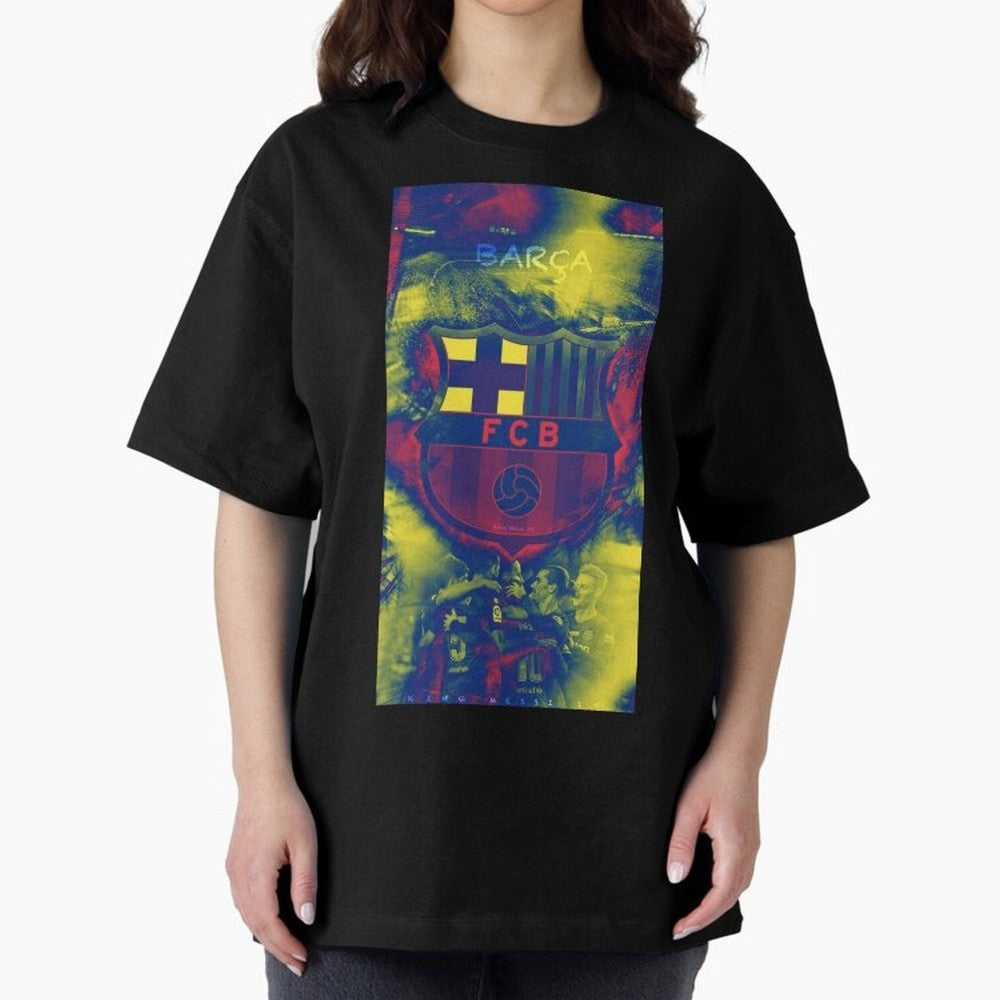 barcelona Oversized T-Shirt Feel the FIFA World Cup 2026 Group Stage Journey through Mbappe Highlights, Portugal, Spain and Germany Pride, Stadium Chants, National Pride, Trophy Dreams and Unforgettable Football Memories; Perfect for Fans,
