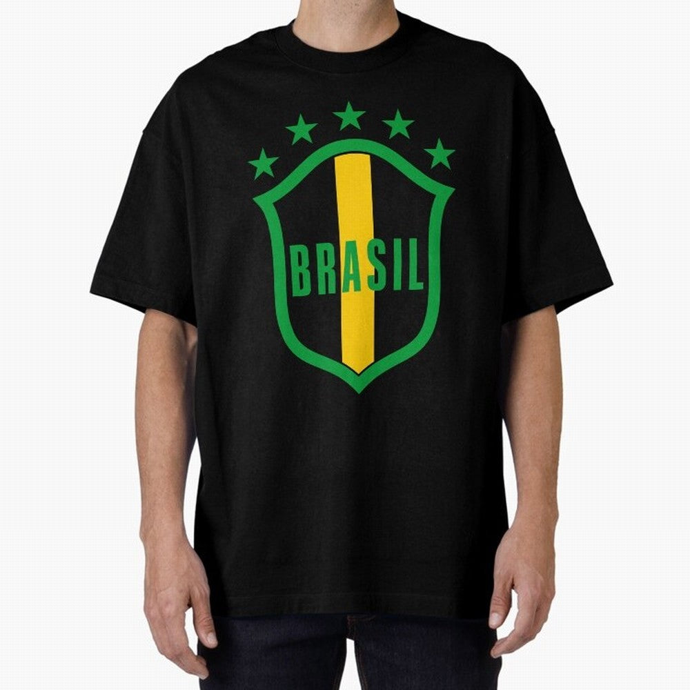 BRASIL LOGO 002 Oversized T-Shirt Join the Countdown to the FIFA World Cup 2026 Group Stage Journey through CR7 and Messi Highlights, Argentina, France and Brazil Pride, Sports Nostalgia, International Competition, Famous Players and Unforgettable