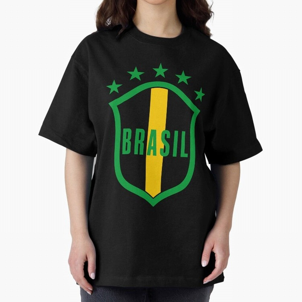 BRASIL LOGO 002 Oversized T-Shirt Join the Countdown to the FIFA World Cup 2026 Group Stage Journey through CR7 and Messi Highlights, Argentina, France and Brazil Pride, Sports Nostalgia, International Competition, Famous Players and Unforgettable