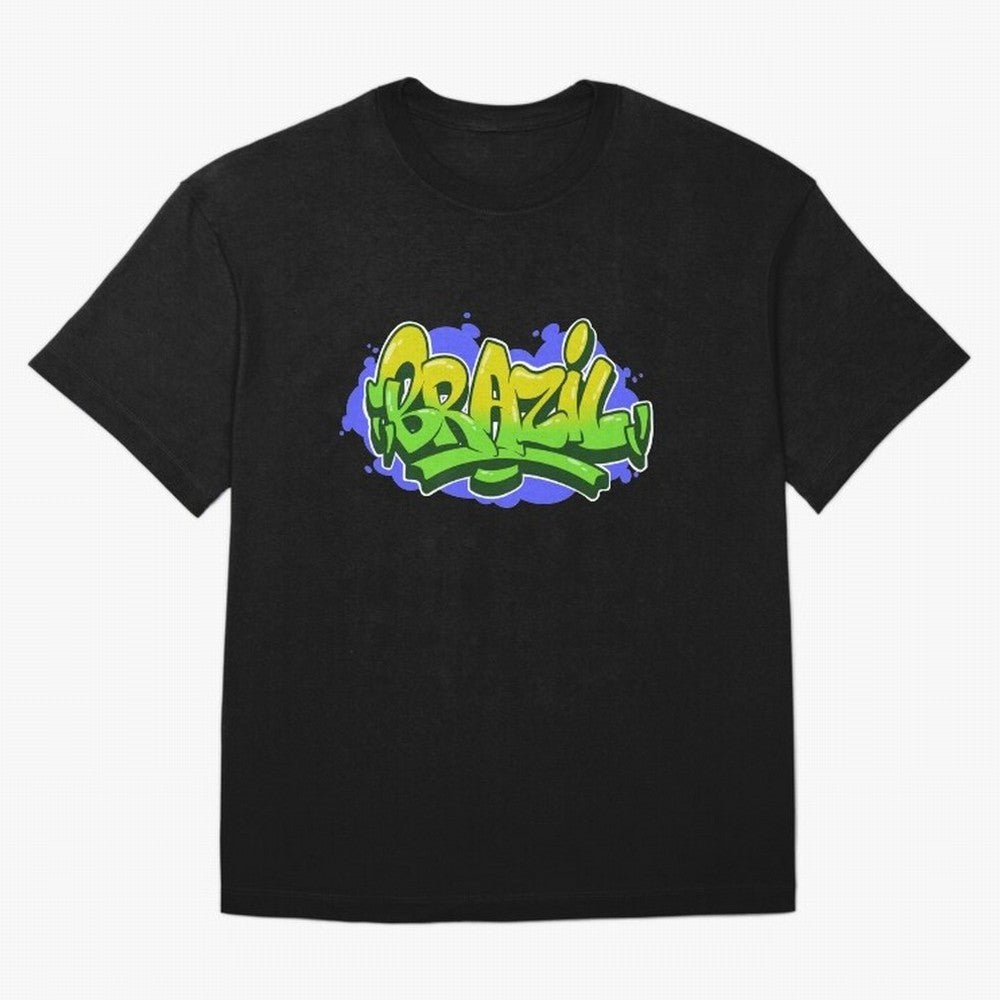 Brazil Graffiti Classic T-Shirt Remember Iconic Moments from FIFA World Cup 2026 Connected to Messi, Neymar and Mbappe, Brazil Energy, Global Supporter Spirit, Legendary Goals, National Colors and Tournament Celebration; Great for Watch Parties,
