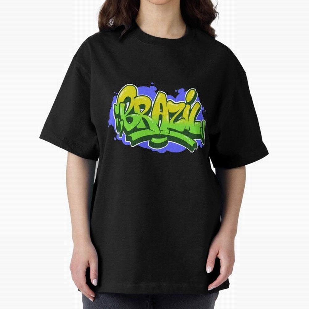 Brazil Graffiti Classic T-Shirt Remember Iconic Moments from FIFA World Cup 2026 Connected to Messi, Neymar and Mbappe, Brazil Energy, Global Supporter Spirit, Legendary Goals, National Colors and Tournament Celebration; Great for Watch Parties,