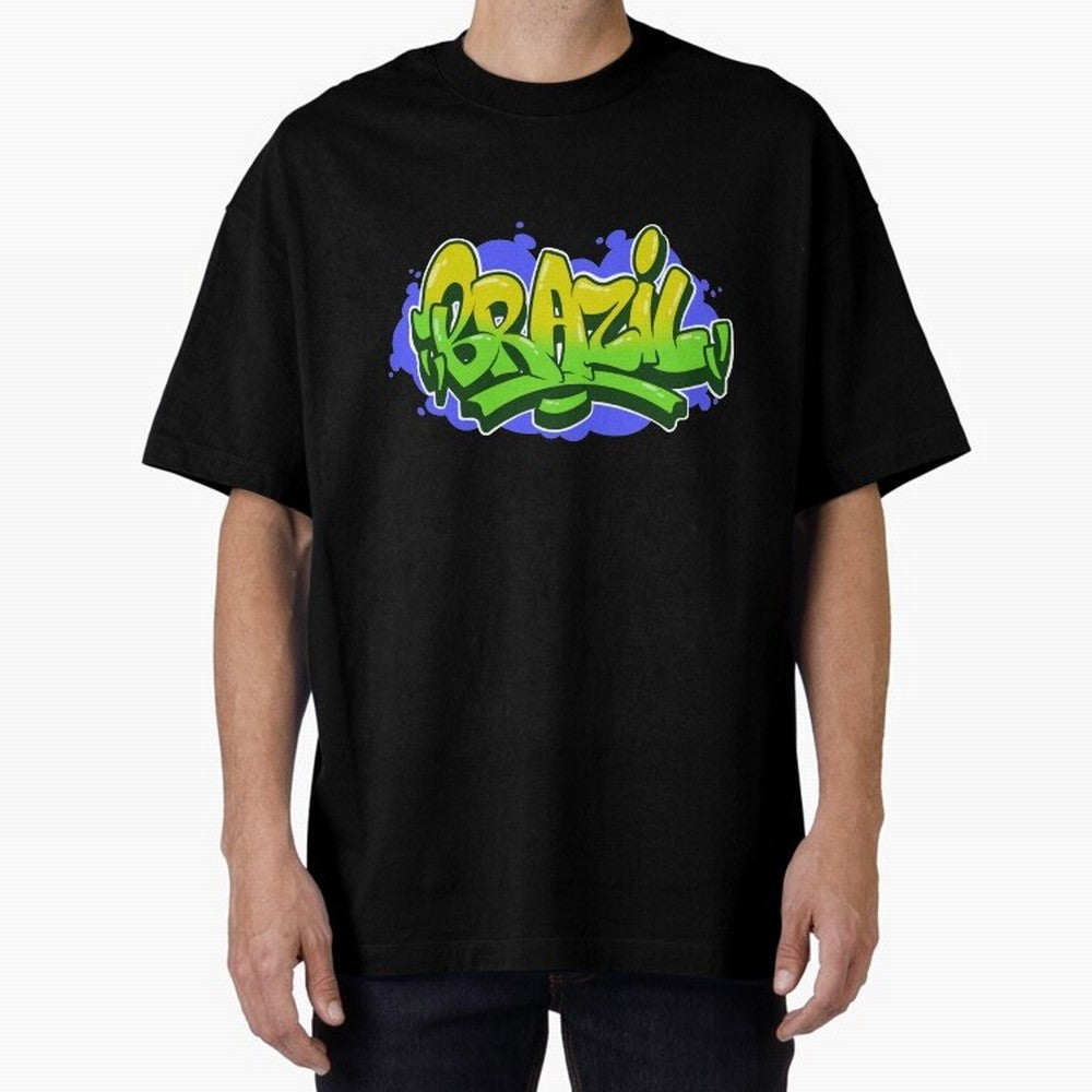 Brazil Graffiti Classic T-Shirt Remember Iconic Moments from FIFA World Cup 2026 Connected to Messi, Neymar and Mbappe, Brazil Energy, Global Supporter Spirit, Legendary Goals, National Colors and Tournament Celebration; Great for Watch Parties,