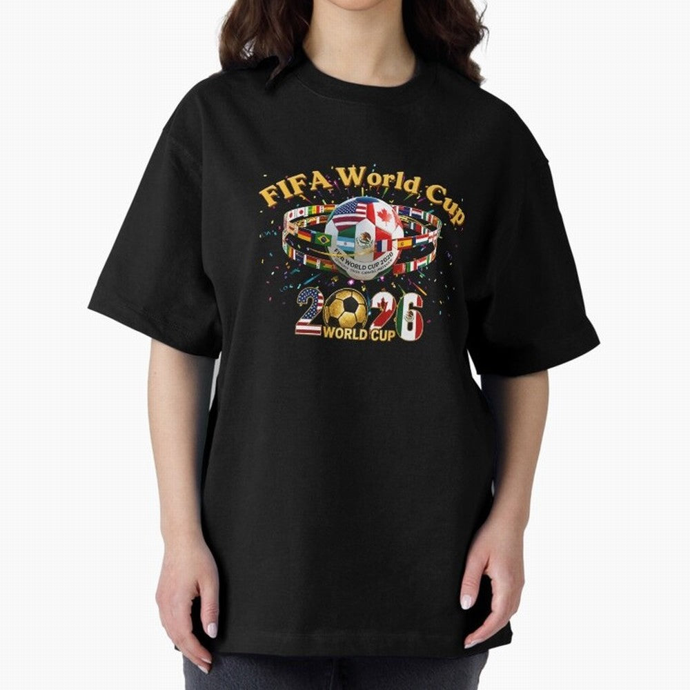 2026 World Cup Soccer World Flags Stadium Graphic Classic T-Shirt Stand with FIFA World Cup 2026 USA Canada Mexico Driven by Mbappe, England and Germany Energy, Worldwide Fan Energy, Dramatic Goals, Stadium Lights and Championship Celebrations;