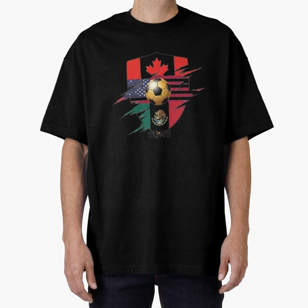 Golden Soccer Ball 2026 Host Nations Emblem Classic T-Shirt Join Supporters Worldwide for Match Day Hype around FIFA World Cup 2026, Neymar, Argentina and Brazil, Football Festival Excitement, Trophy Ambitions, Country Rivalries and Star Player