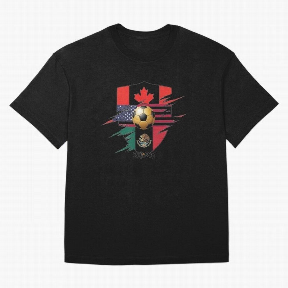 Golden Soccer Ball 2026 Host Nations Emblem Classic T-Shirt Join Supporters Worldwide for Match Day Hype around FIFA World Cup 2026, Neymar, Argentina and Brazil, Football Festival Excitement, Trophy Ambitions, Country Rivalries and Star Player