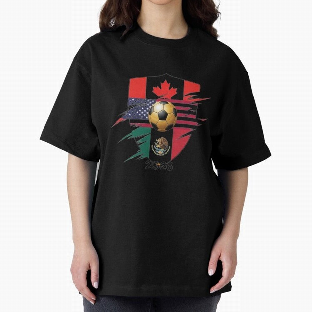 Golden Soccer Ball 2026 Host Nations Emblem Classic T-Shirt Join Supporters Worldwide for Match Day Hype around FIFA World Cup 2026, Neymar, Argentina and Brazil, Football Festival Excitement, Trophy Ambitions, Country Rivalries and Star Player