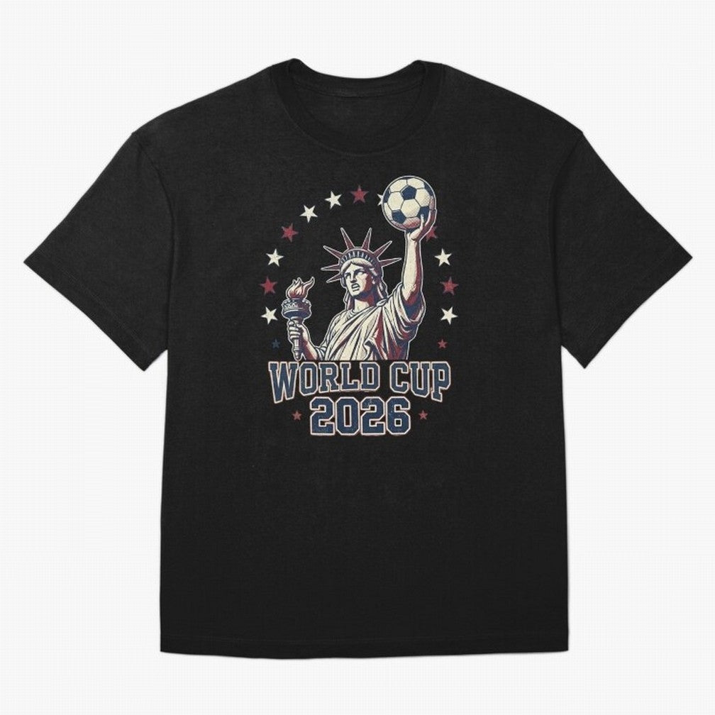 World Cup 2026 USA Soccer Statue Liberty Classic T-Shirt Elevate FIFA World Cup 2026 for Fans of Haaland and France, Bringing Vintage Soccer Flavor, Modern Football Stars, National Flags and Final Night Emotion; Ideal for Fans Who Follow Messi,