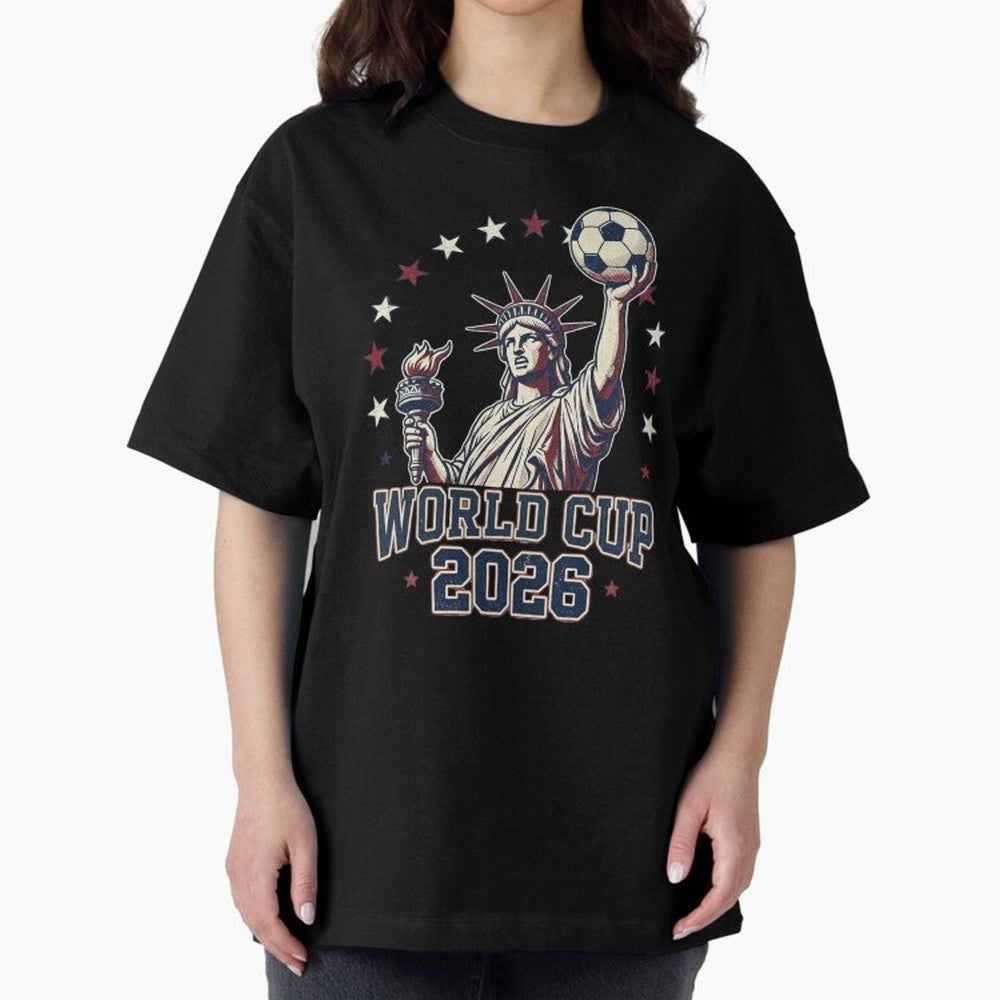 World Cup 2026 USA Soccer Statue Liberty Classic T-Shirt Elevate FIFA World Cup 2026 for Fans of Haaland and France, Bringing Vintage Soccer Flavor, Modern Football Stars, National Flags and Final Night Emotion; Ideal for Fans Who Follow Messi,