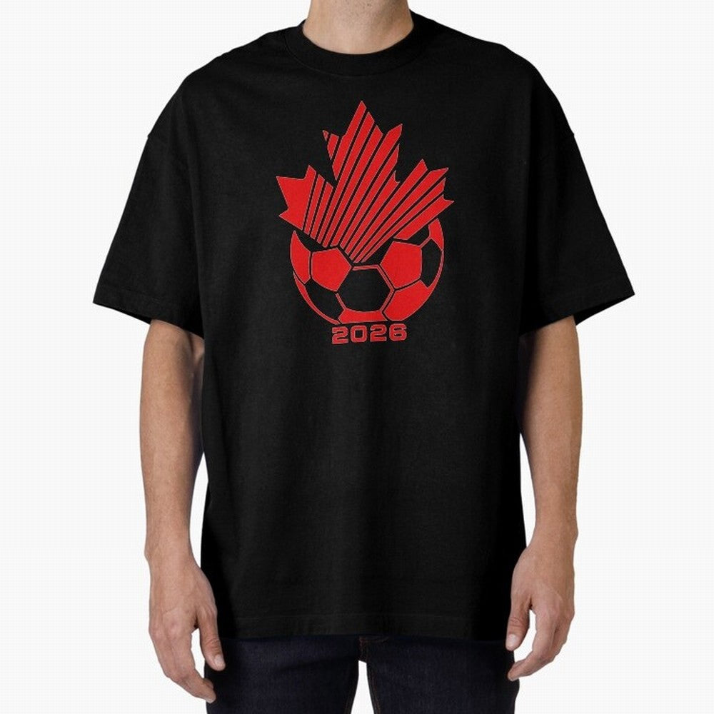 Red Maple Leaf Soccer 2026 Emblem Classic T-Shirt Stand Out with Spirit from Global Football Passion for FIFA World Cup 2026 USA Canada Mexico, Capturing Mbappe and Neymar, France and Portugal, Game Day Rituals, Football Legends, Country Pride and