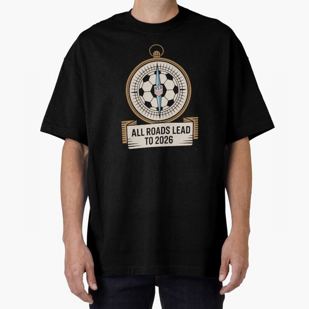 All Roads Lead to 2026 USA Soccer Compass World Cup Classic T-Shirt Embrace FIFA World Cup 2026 with Mbappe and Neymar, Spain Energy, Sports Nostalgia, International Competition, Famous Players and Unforgettable Victories; Made for Collectors Who