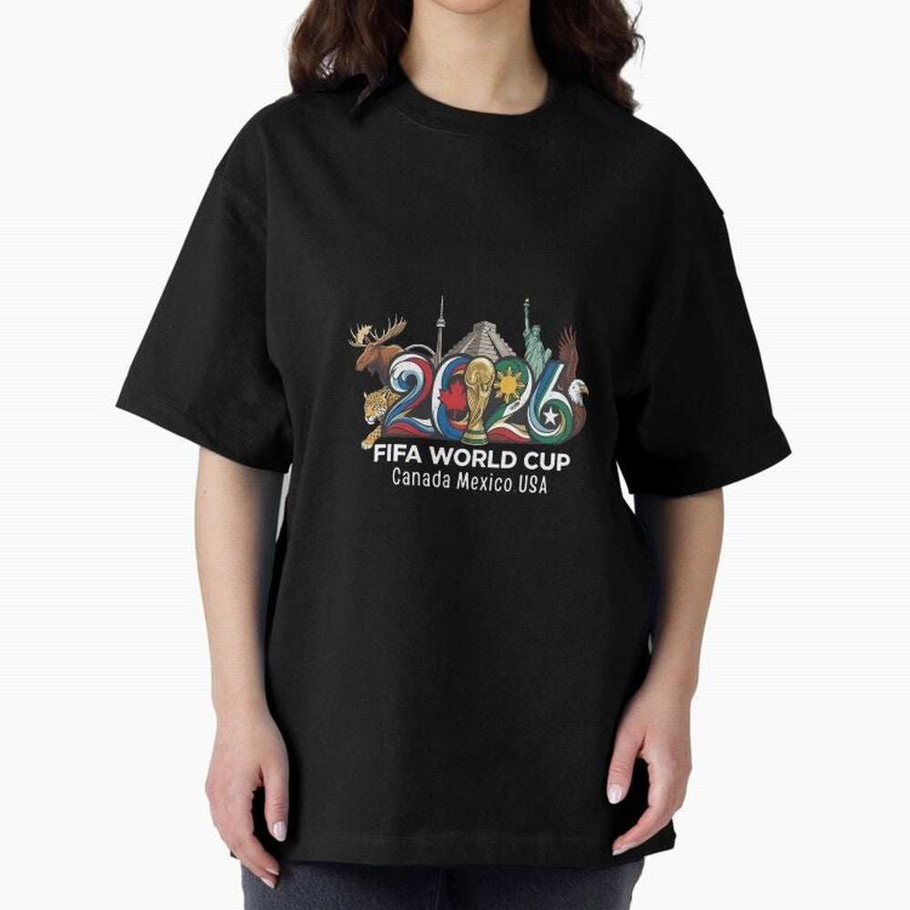 Skyline Landmarks 2026 World Cup Classic T-Shirt Fuel FIFA World Cup 2026 Group Stage Celebrating Messi, Neymar and Mbappe, Spain Energy, Football Festival Excitement, Trophy Ambitions, Country Rivalries and Star Player Buzz; Perfect for Supporters