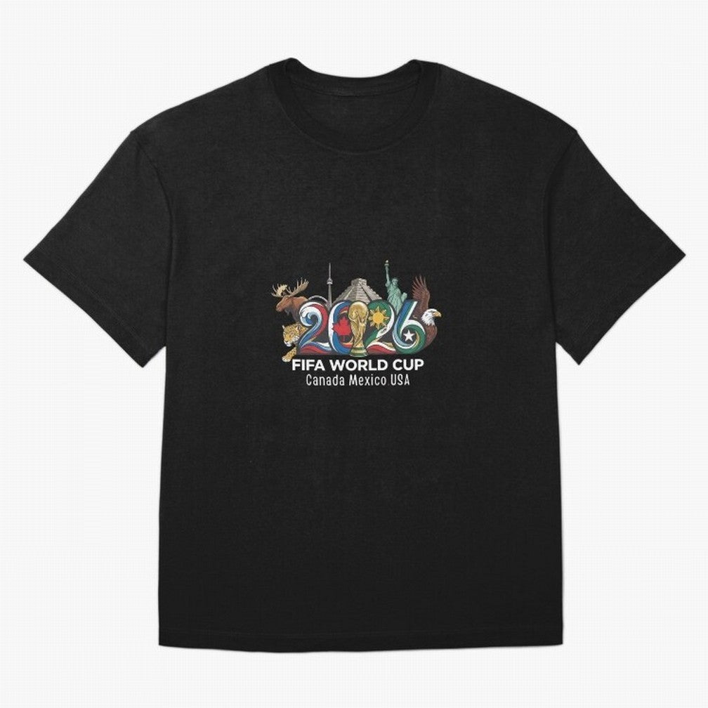 Skyline Landmarks 2026 World Cup Classic T-Shirt Fuel FIFA World Cup 2026 Group Stage Celebrating Messi, Neymar and Mbappe, Spain Energy, Football Festival Excitement, Trophy Ambitions, Country Rivalries and Star Player Buzz; Perfect for Supporters
