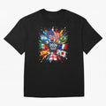 2026 Soccer World Championship Global Flags Paint Splash Sports Fan Graphic Classic T-Shirt Join the Global Buzz around Global Football Passion for FIFA World Cup 2026 Group Stage, Celebrating Messi, Neymar and Mbappe, England and Germany, Stadium
