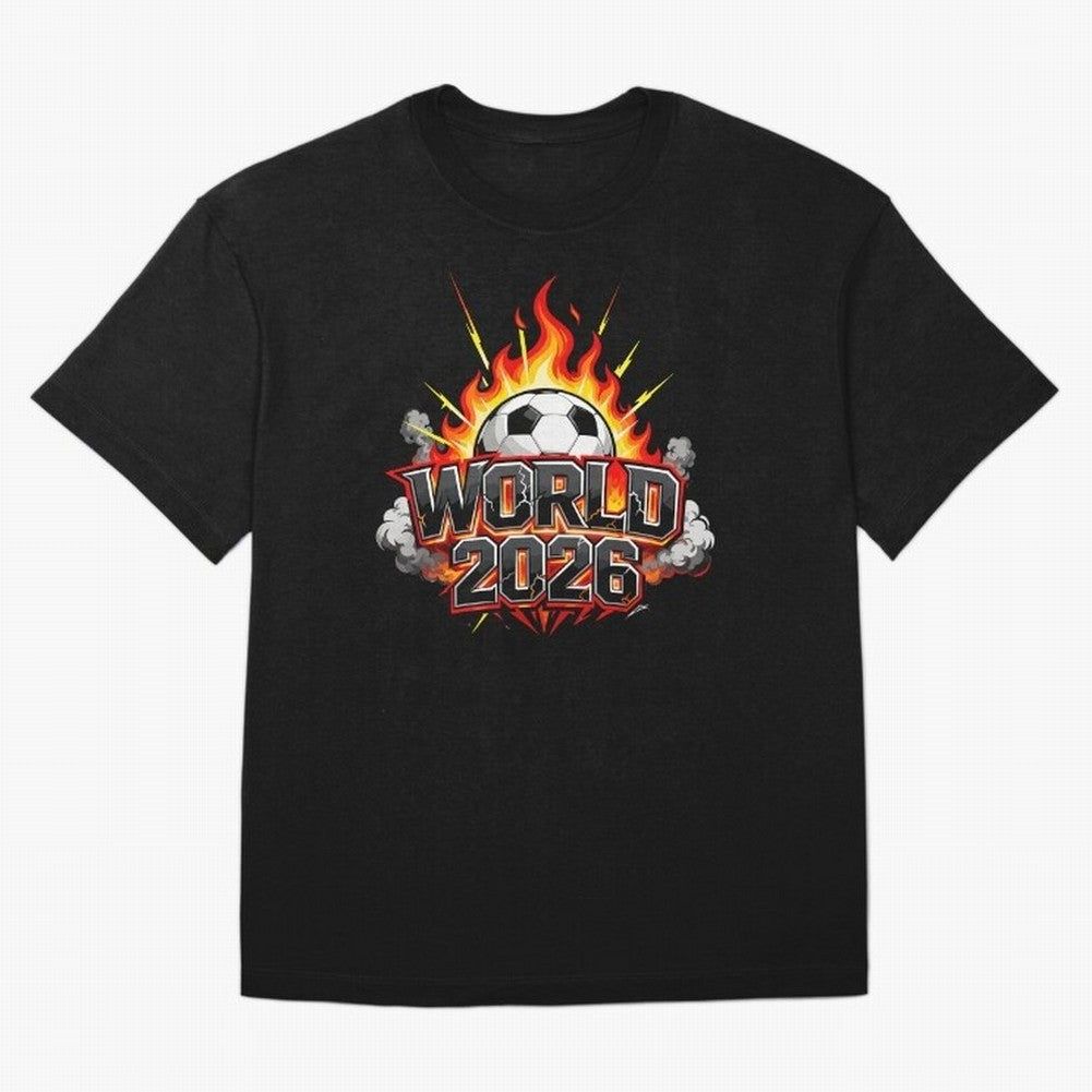 World 2026 Soccer Ball On Fire Football Tournament Classic T-Shirt Relive Legendary Nights from the FIFA World Cup 2026 USA Canada Mexico Journey through Messi Highlights, Brazil Pride, Match Day Excitement, Supporter Culture, Golden Goals and
