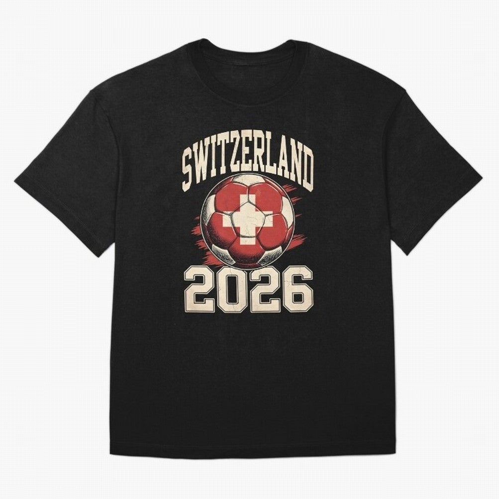 Switzerland 2026 World Cup Classic T-Shirt Carry Global Football Passion for FIFA World Cup 2026, Celebrating CR7 and Messi, France and Portugal, Vintage Soccer Flavor, Modern Football Stars, National Flags and Final Night Emotion; Made for Die