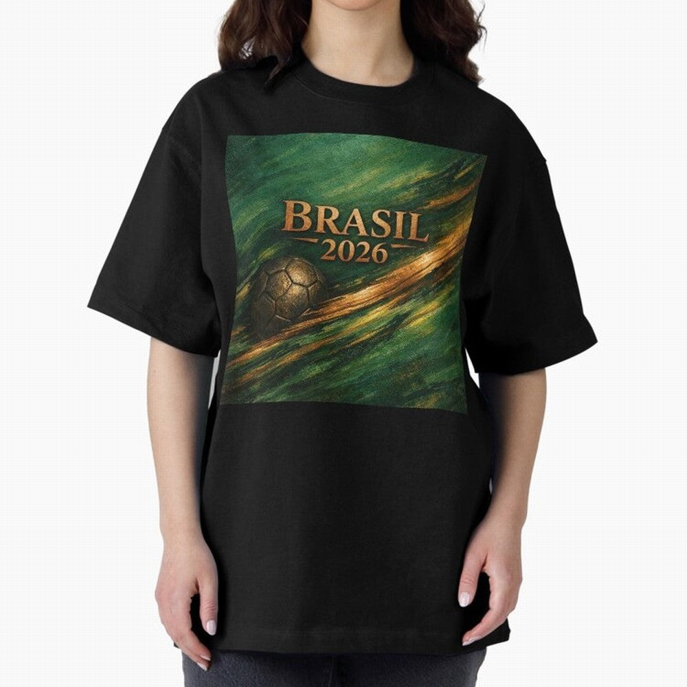 Brasil 2026 Soccer Theme Gold - Elegance Classic T-Shirt Show Your Tournament Heart for FIFA World Cup 2026 USA Canada Mexico Highlighting Neymar, Brazil, Portugal and Argentina Energy, Stadium Memories, Football Loyalty, International Chants and