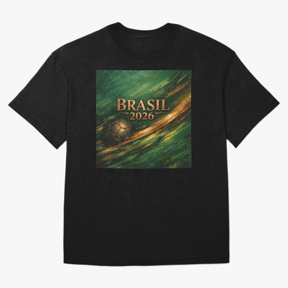 Brasil 2026 Soccer Theme Gold - Elegance Classic T-Shirt Show Your Tournament Heart for FIFA World Cup 2026 USA Canada Mexico Highlighting Neymar, Brazil, Portugal and Argentina Energy, Stadium Memories, Football Loyalty, International Chants and