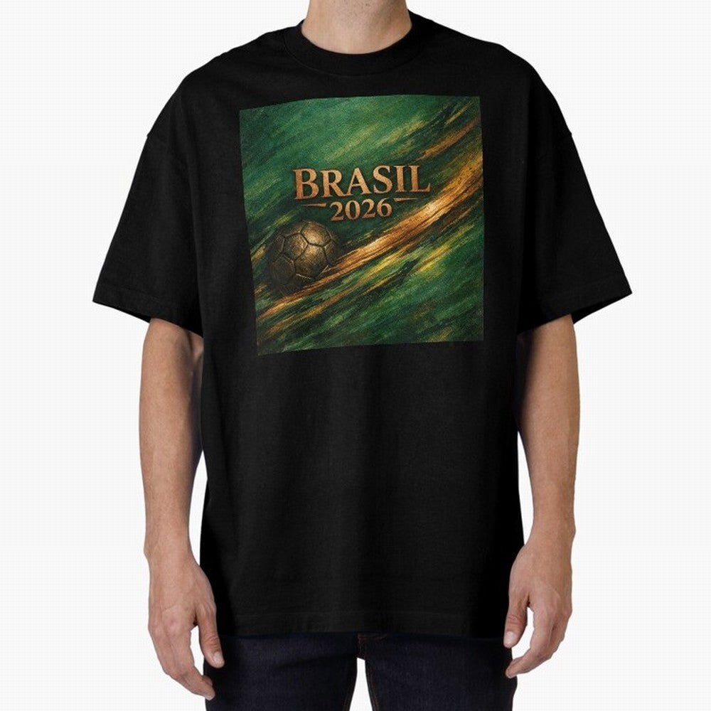 Brasil 2026 Soccer Theme Gold - Elegance Classic T-Shirt Show Your Tournament Heart for FIFA World Cup 2026 USA Canada Mexico Highlighting Neymar, Brazil, Portugal and Argentina Energy, Stadium Memories, Football Loyalty, International Chants and