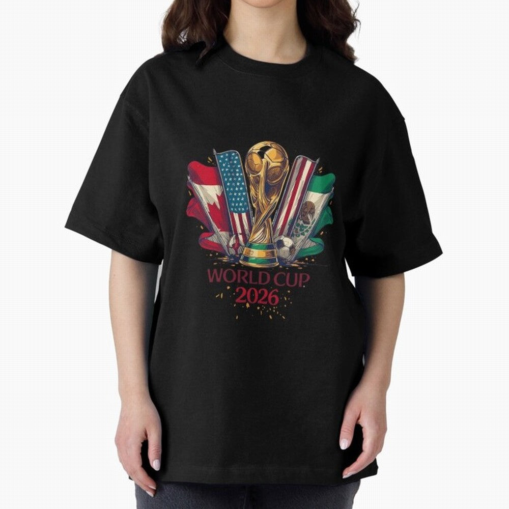 Host Trio Flags Banner Trophy Classic T-Shirt Build the FIFA World Cup 2026 Journey through Messi and Cristiano Ronaldo Highlights, England Pride, Football Passion, Legendary Performances, Festival Vibes and Supporter Community; Great for