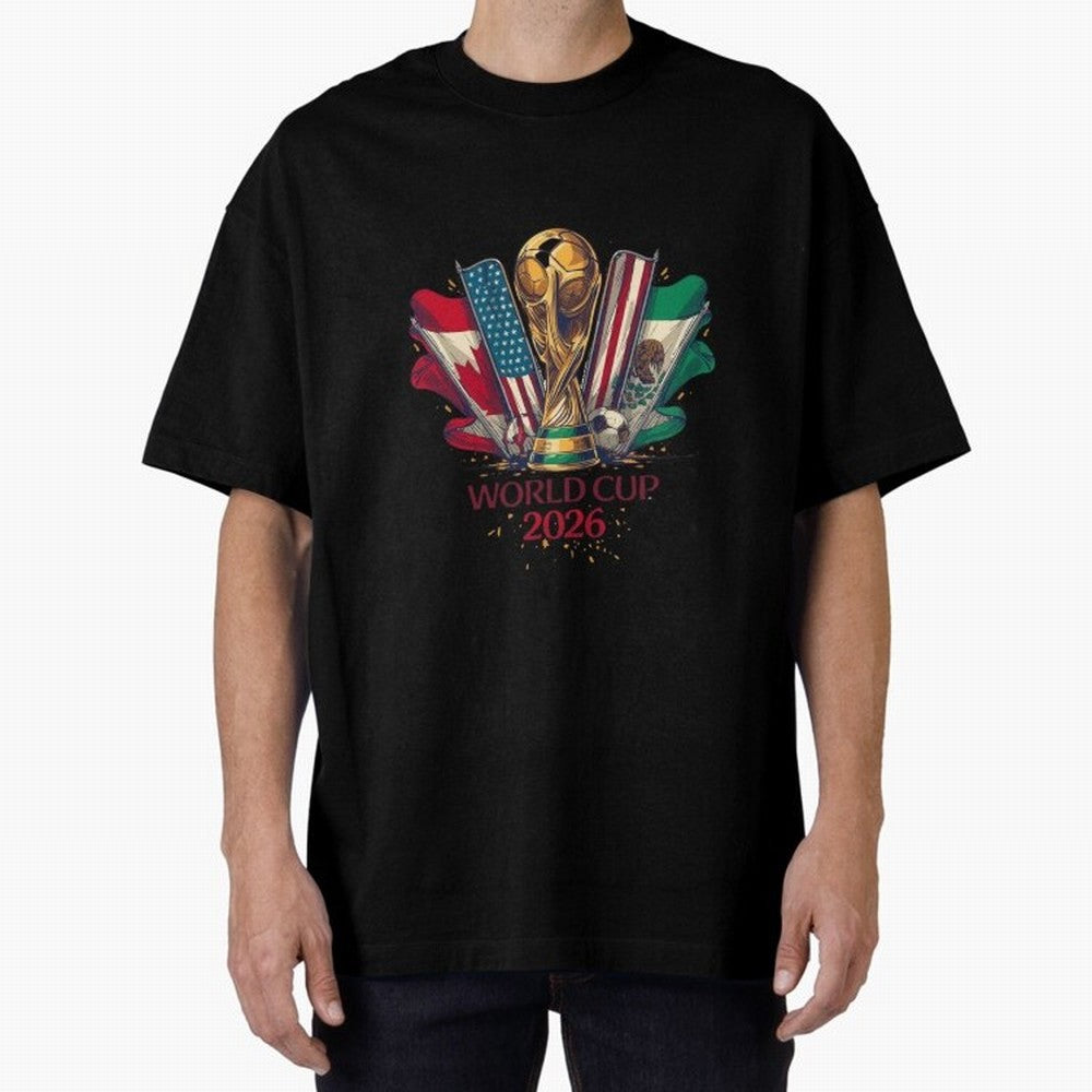 Host Trio Flags Banner Trophy Classic T-Shirt Build the FIFA World Cup 2026 Journey through Messi and Cristiano Ronaldo Highlights, England Pride, Football Passion, Legendary Performances, Festival Vibes and Supporter Community; Great for