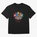 Host Trio Flags Banner Trophy Classic T-Shirt Build the FIFA World Cup 2026 Journey through Messi and Cristiano Ronaldo Highlights, England Pride, Football Passion, Legendary Performances, Festival Vibes and Supporter Community; Great for
