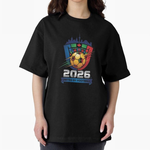 2026 World Cup United by Football Shield Emblem with Skyline Classic T-Shirt Carry the Colors and Pride of Global Football Passion for FIFA World Cup 2026, with Messi, Spain and Netherlands, Tournament Hype, Historic Matchups, Family Viewing
