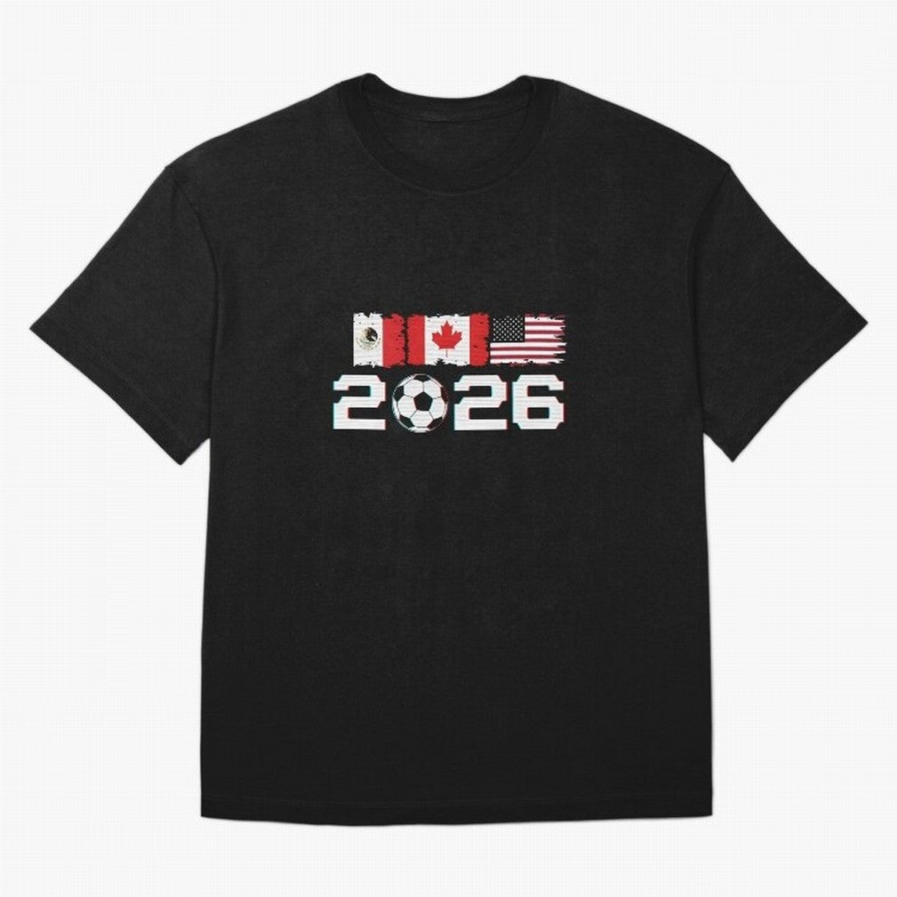Glitched United 2026 Cup - North America Emblem Part 2 T-Shirt_82924673 Classic T-Shirt Show Passion for the Stars of Match Day Hype around FIFA World Cup 2026 Group Stage, Mbappe, Brazil, Portugal and Argentina, Sports Nostalgia, International